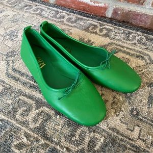 Zara Green Leather Ballet Flats size 40